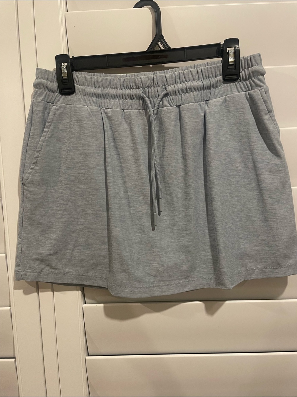 Everyday Light Gray Drawstring Mini Skirt